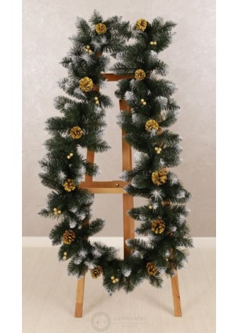 Гірлянда з хвої із золотими шишками та калиною 2,8м