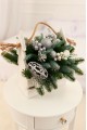 Новорічна композиція у дерев'яному кашпо "Green-blue"
