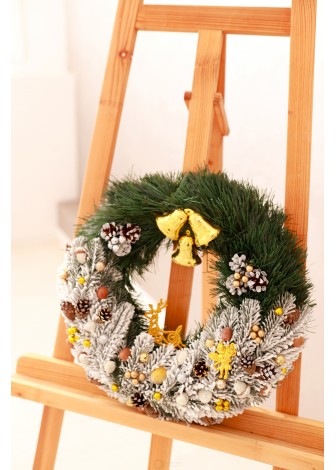 Різдвяний вінок з золотим декором d-40см