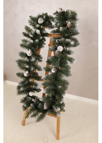 Гірлянда з хвої із засніженими шишками 2,8м