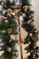 Гірлянда з хвої із золотими шишками та калиною 2,8м