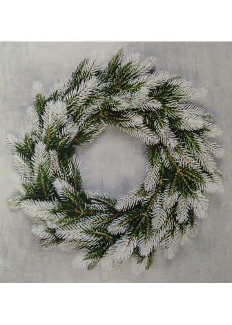 Вінок з литої хвої зелений з білими кінчиками  d-40см