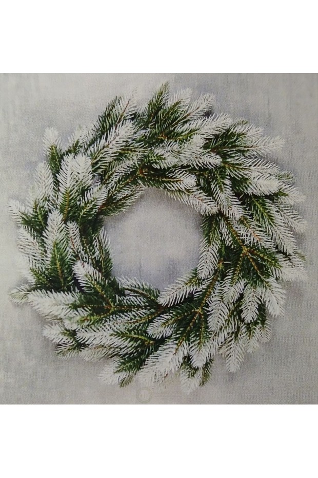 Вінок з литої хвої зелений з білими кінчиками  d-40см