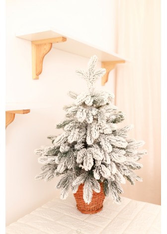 Ялинка лита засніжена в горщику з лози 70 см
