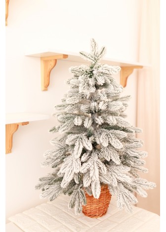 Ялинка лита засніжена в горщику з лози 90 см