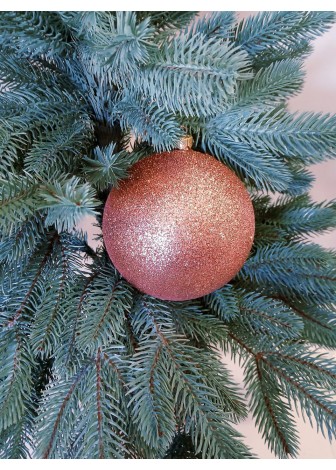 Ялинкові кулі "Блиск", рожево-золоті, пластик, D 13 см
