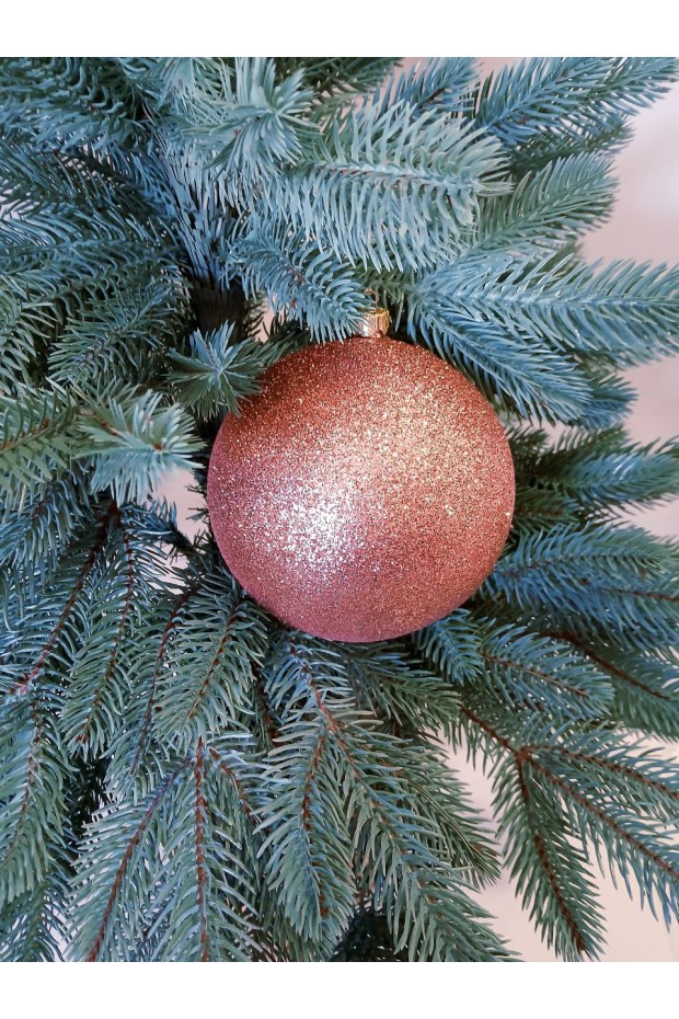 Ялинкові кулі "Блиск", рожево-золоті, пластик, D 13 см