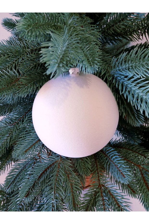 Ялинкові кулі "Оксамит", білі, пластик, D 13 см