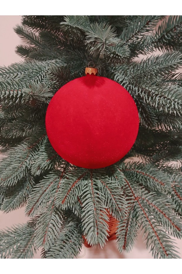 Ялинкові кулі "Оксамит", червоні, пластик, D 13 см