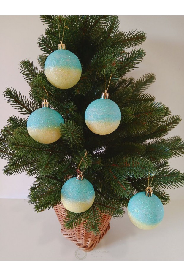 Набір ялинкових куль "Патріот", блиск, пластик, 5 шт, D 6 см