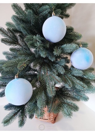 Набір ялинкових куль "Оксамит", блакитні, пластик, 3 шт, D 10 см