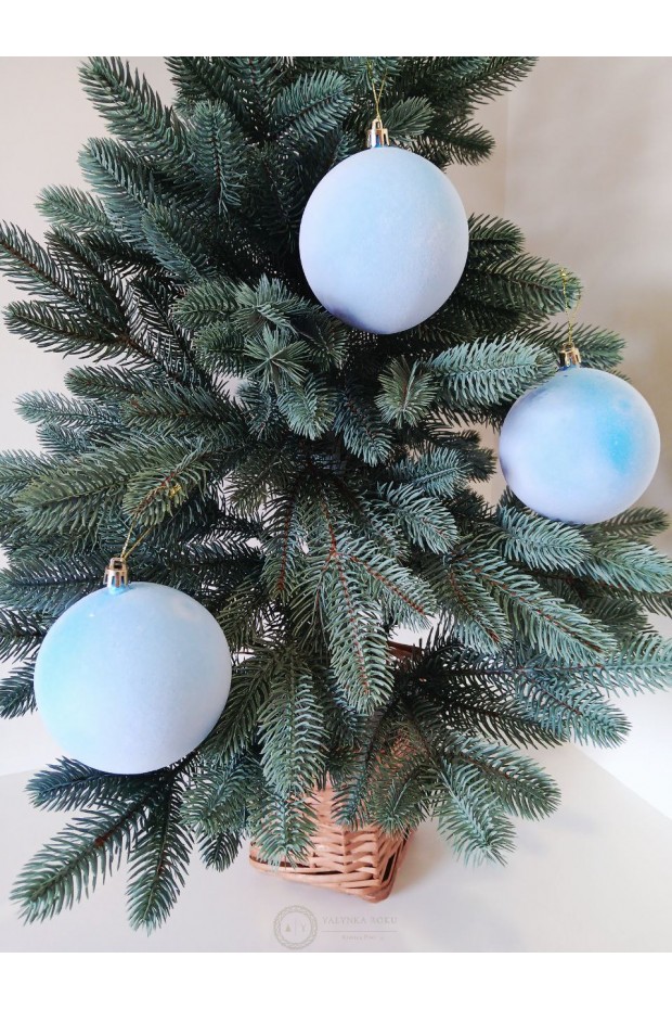Набір ялинкових куль "Оксамит", блакитні, пластик, 3 шт, D 10 см
