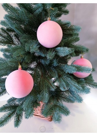 Набір ялинкових куль "Оксамит", рожеві, пластик, 3 шт, D 10 см