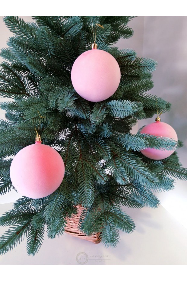 Набір ялинкових куль "Оксамит", рожеві, пластик, 3 шт, D 10 см