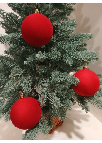 Набір ялинкових куль "Оксамит", червоні, пластик, 3 шт, D 10 см