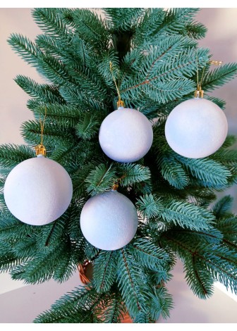 Набір ялинкових куль "Оксамит", блакитні, пластик, 4 шт, D 8 см