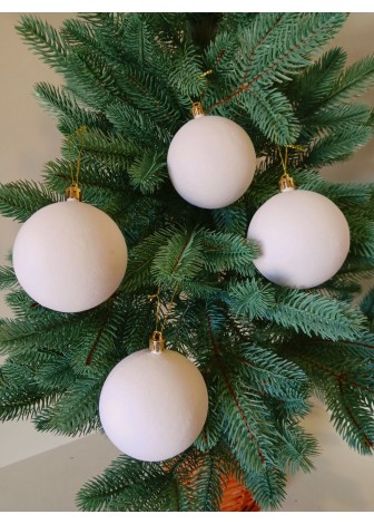 Набір ялинкових куль "Оксамит", білі, пластик, 4 шт, D 8 см