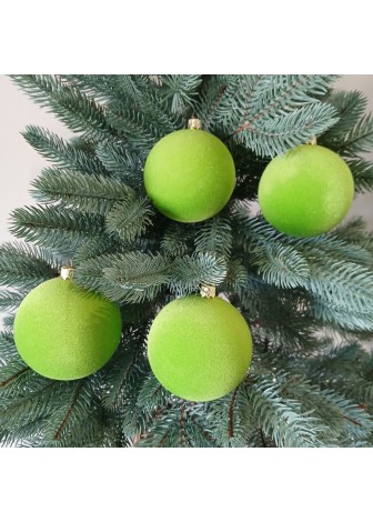 Набір ялинкових куль "Оксамит", зелені, пластик, 4 шт, D 8 см