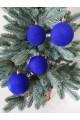 Набір ялинкових куль "Оксамит", сині, пластик, 4 шт, D 8 см