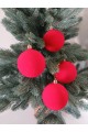 Набір ялинкових куль "Оксамит", червоні, пластик, 4 шт, D 8 см