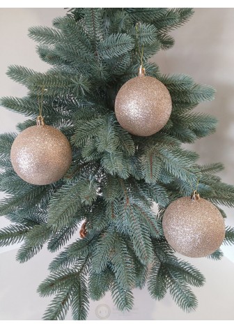 Набір ялинкових куль "Блиск", бежеві, пластик, 3 шт, D 10 см