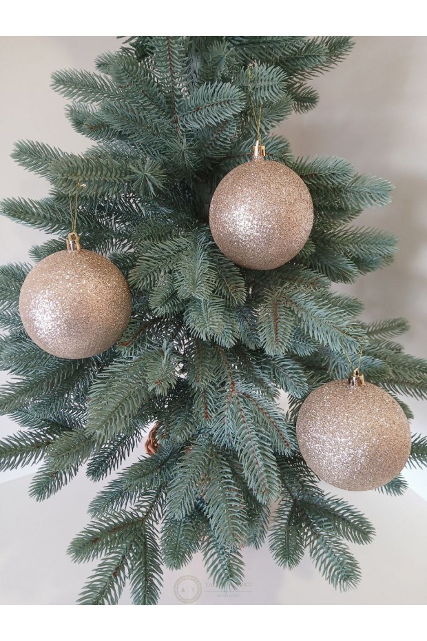 Набір ялинкових куль "Блиск", бежеві, пластик, 3 шт, D 10 см
