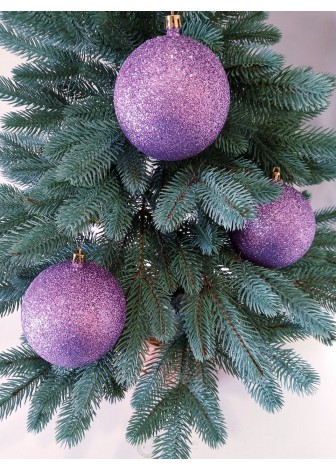 Набір ялинкових куль "Блиск", бузкові, пластик, 3 шт, D 10 см