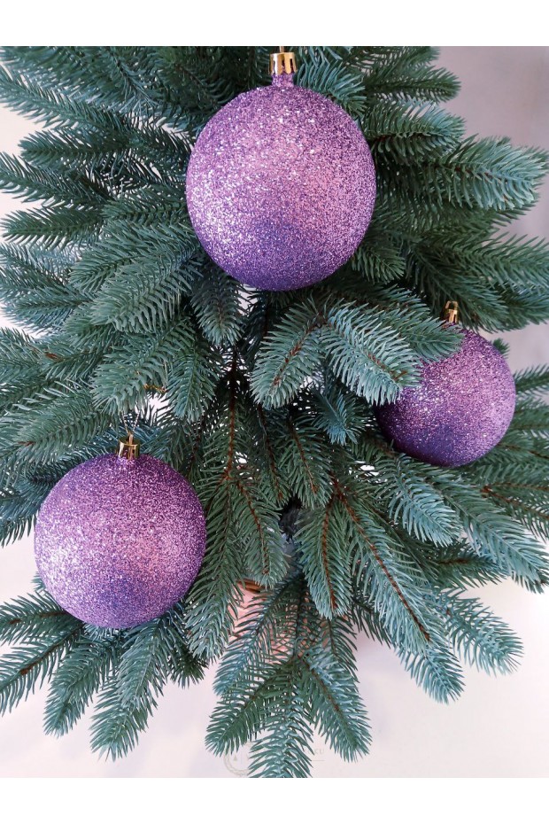 Набір ялинкових куль "Блиск", бузкові, пластик, 3 шт, D 10 см