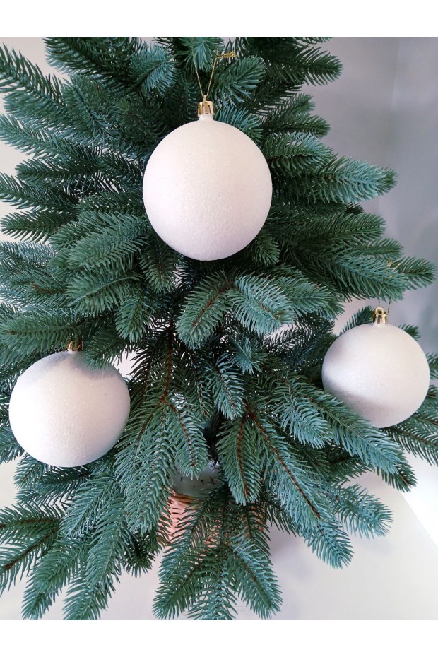 Набір ялинкових куль "Блиск", білі, пластик, 3 шт, D 10 см