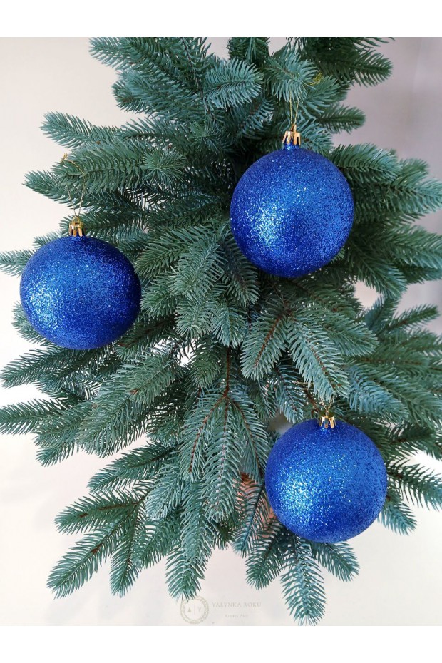 Набір ялинкових куль "Блиск", сині, пластик, 3 шт, D 10 см
