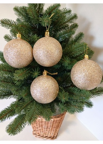 Набір ялинкових куль "Блиск", бежеві, пластик, 4 шт, D 8 см