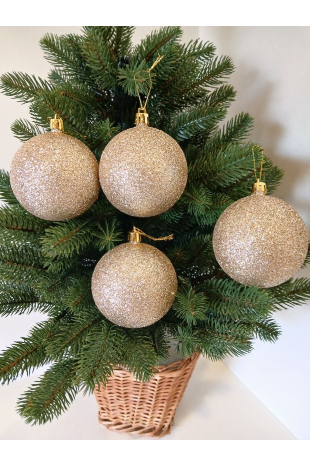 Набір ялинкових куль "Блиск", бежеві, пластик, 4 шт, D 8 см