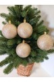 Набір ялинкових куль "Блиск", бежеві, пластик, 4 шт, D 8 см