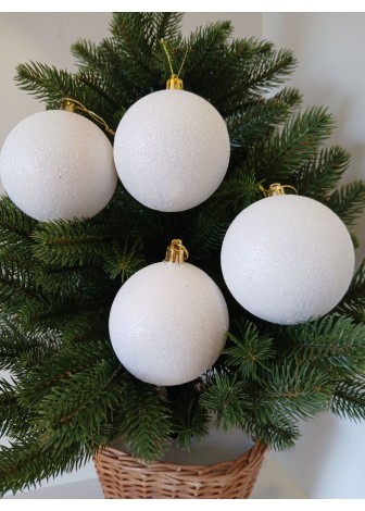 Набір ялинкових куль "Блиск", білі, пластик, 4 шт, D 8 см