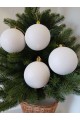 Набір ялинкових куль "Блиск", білі, пластик, 4 шт, D 8 см