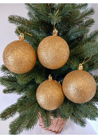 Набір ялинкових куль "Блиск", золоті, пластик, 4 шт, D 8 см