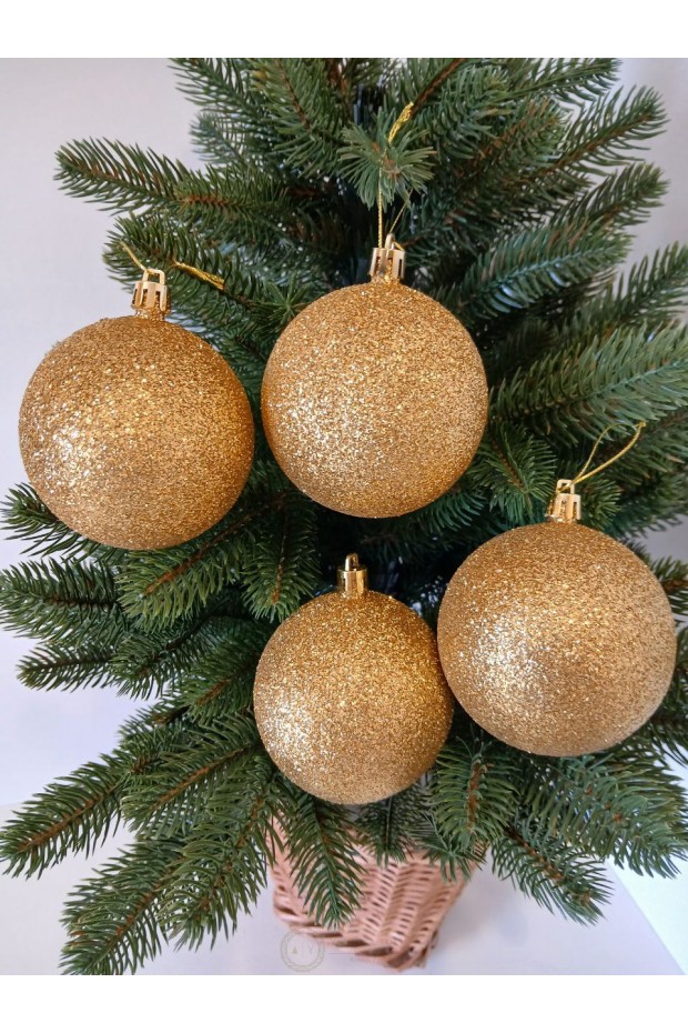 Набір ялинкових куль "Блиск", золоті, пластик, 4 шт, D 8 см