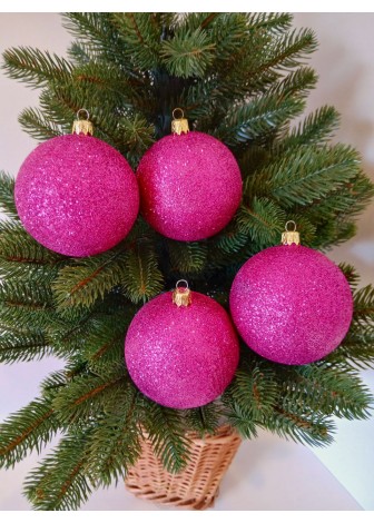 Набір ялинкових куль "Блиск", малинові, пластик, 4 шт, D 8 см