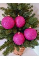 Набір ялинкових куль "Блиск", малинові, пластик, 4 шт, D 8 см