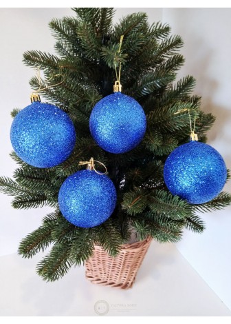 Набір ялинкових куль "Блиск", сині, пластик, 4 шт, D 8 см