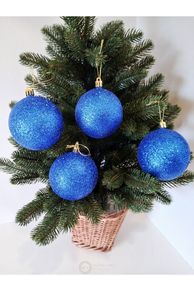 Набір ялинкових куль "Блиск", сині, пластик, 4 шт, D 8 см