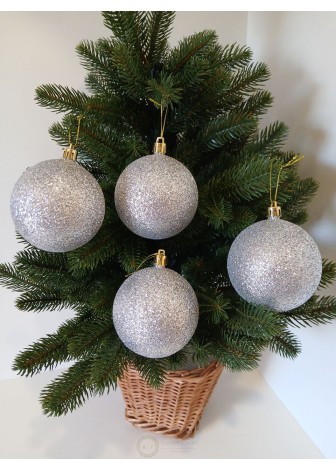 Набір ялинкових куль "Блиск", сріблясті, пластик, 4 шт, D 8 см
