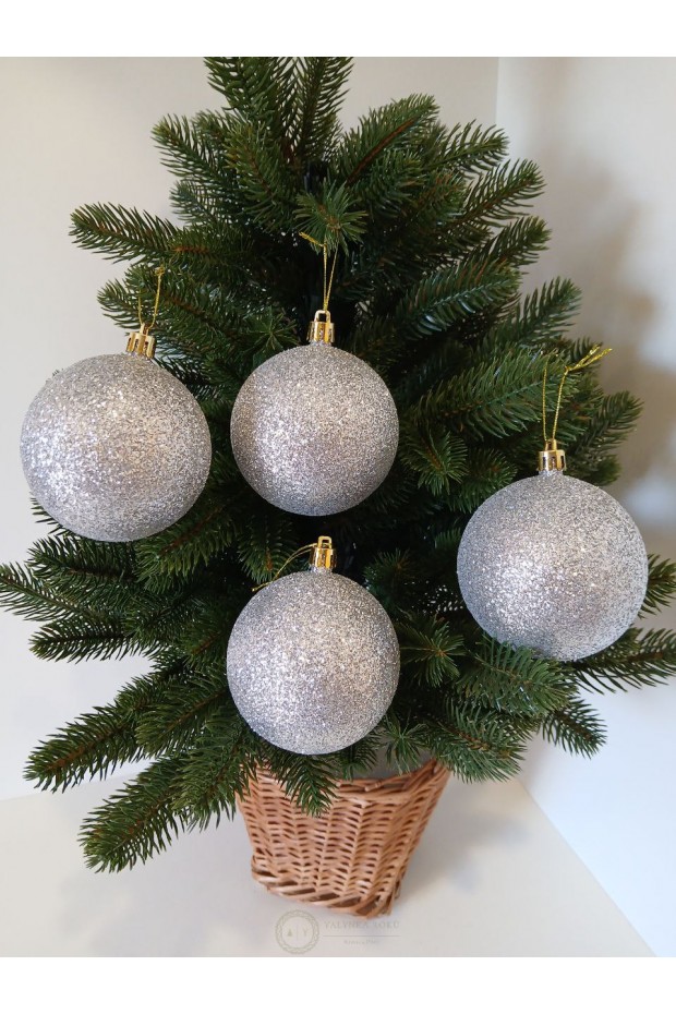 Набір ялинкових куль "Блиск", сріблясті, пластик, 4 шт, D 8 см