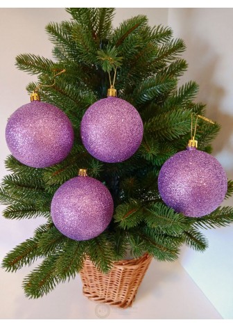 Набір ялинкових куль "Блиск", фіолетові, пластик, 4 шт, D 8 см