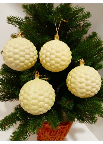 Набір ялинкових куль "Бульбашка", блиск, жовті, пластик, 4 шт, D 8 см