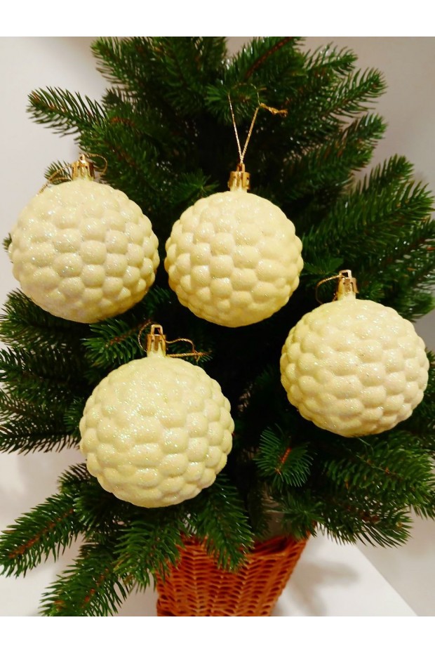 Набір ялинкових куль "Бульбашка", блиск, жовті, пластик, 4 шт, D 8 см