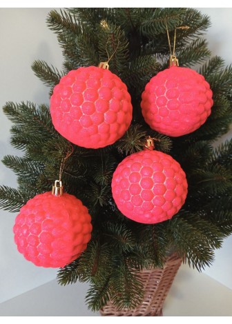 Набір ялинкових куль "Бульбашка", блиск, рожеві, пластик, 4 шт, D 8 см
