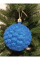 Набір ялинкових куль "Бульбашка", блиск, сині, пластик, 4 шт, D 8 см