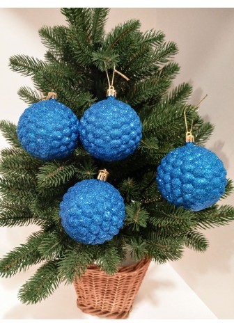 Набір ялинкових куль "Бульбашка", блиск, сині, пластик, 4 шт, D 8 см