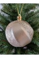 Набір ялинкових куль "Хвиля", матові + глітер, бежеві, пластик, 4 шт, D 8 см